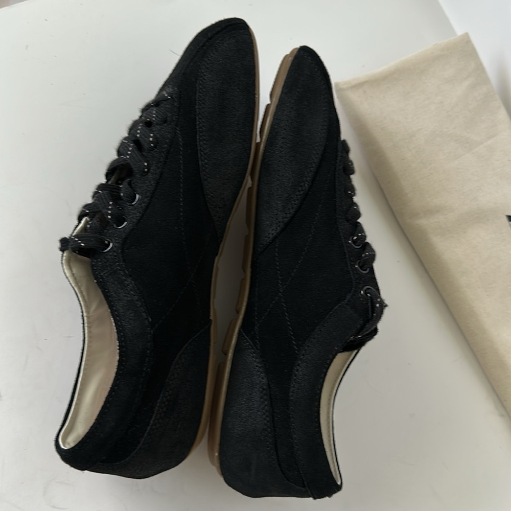 Zara Men's Retro Split Leather Black Sneakers - Picture 9 of 12